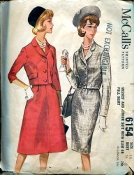 6154 61 JR JACKET, SLIM- FLARE SKIRT SUIT PATTERN 11 31.5'' UNCUT